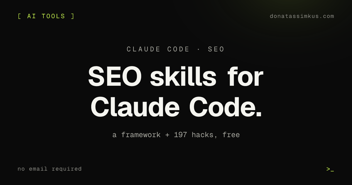 SEO Skills for Claude Code: A Strategy Framework and 197 Hacks, Free cover