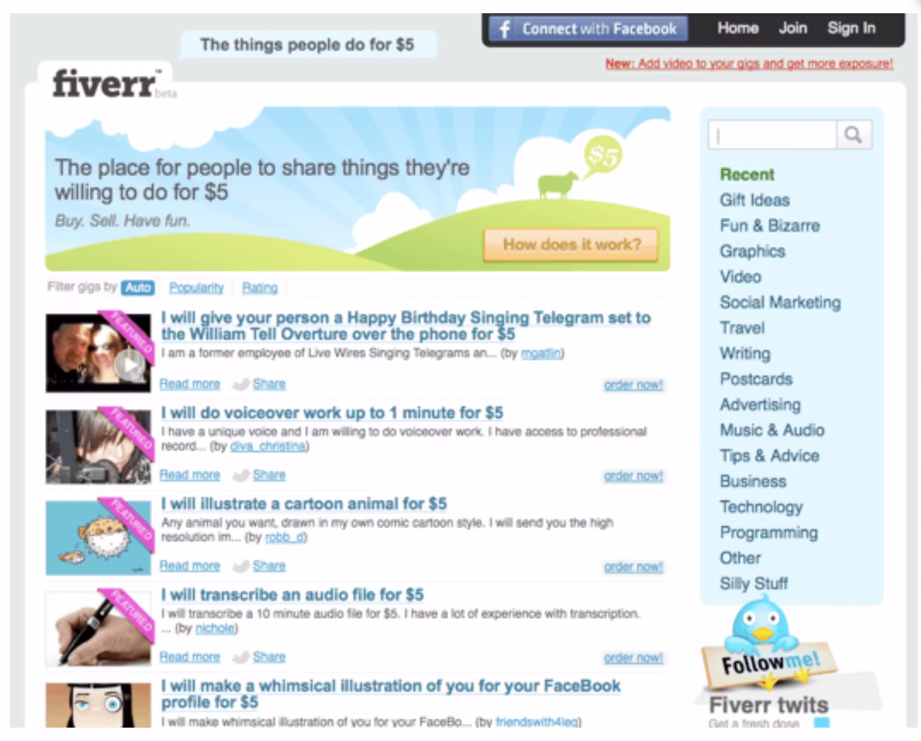 Fiverr's gig economy marketplace