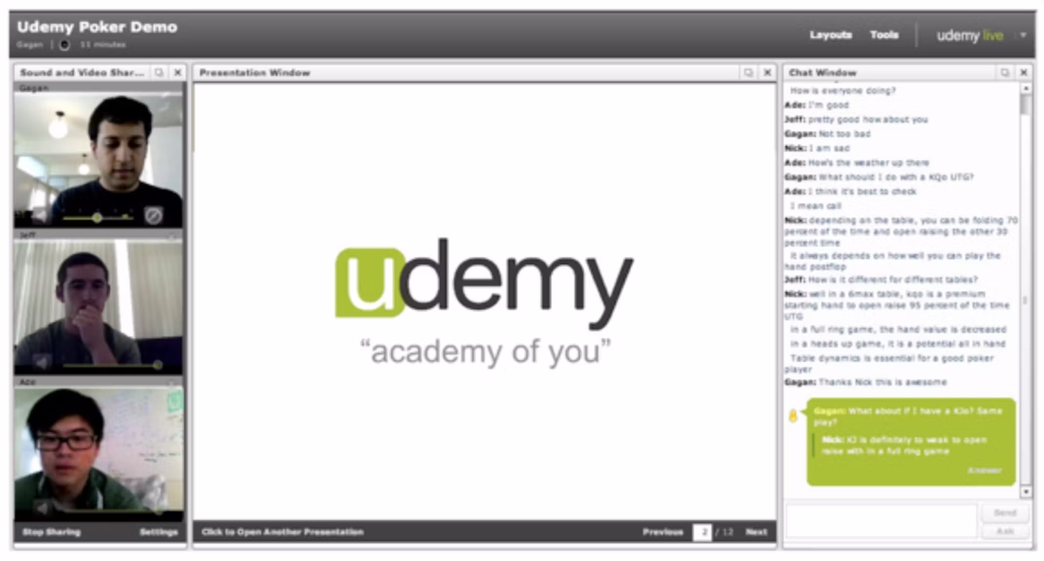 Udemy's online learning platform